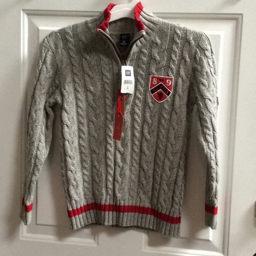 💕 new GAP kids girls Gray 3/4 Zip Knit sweater 8